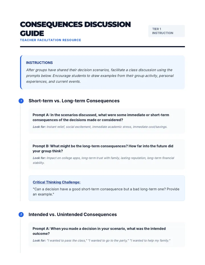 Consequences Discussion Guide