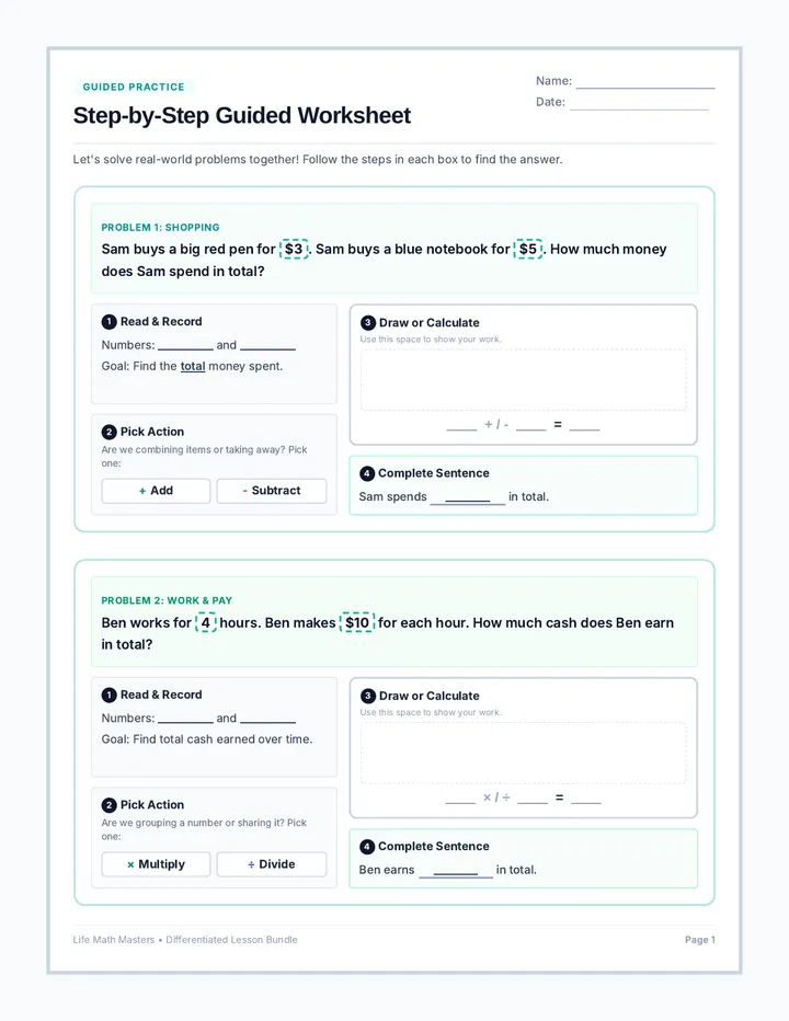 Step by Step Guided Worksheet