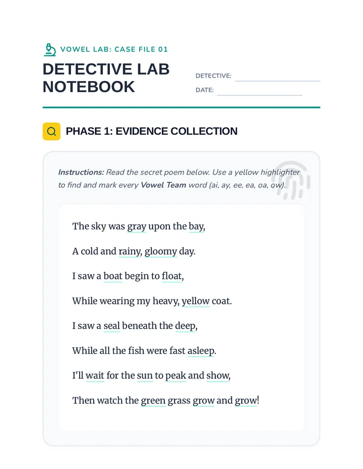 Detective Lab Notebook Worksheet