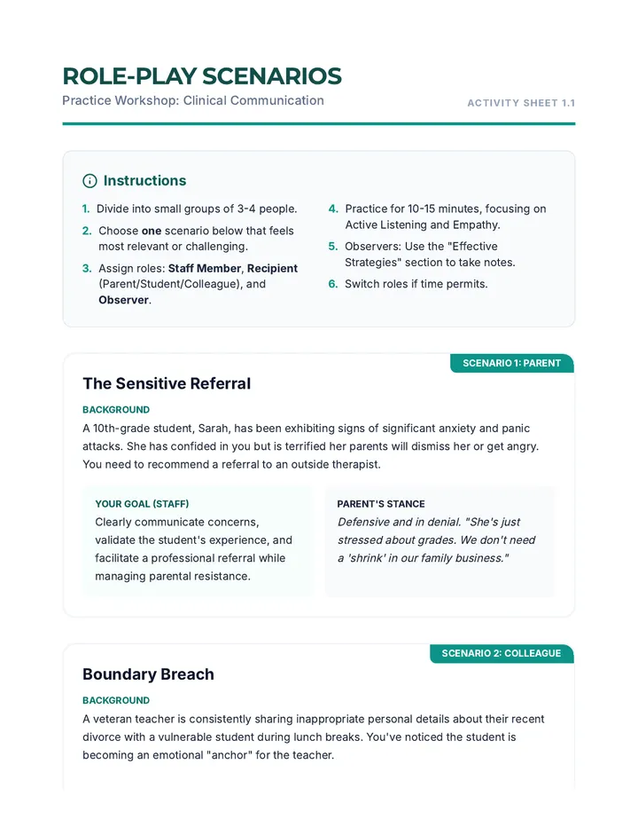 Role Play Scenarios Activity