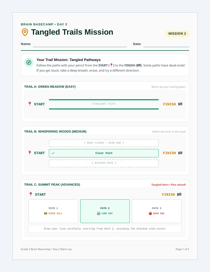 Tangled Trails Worksheet