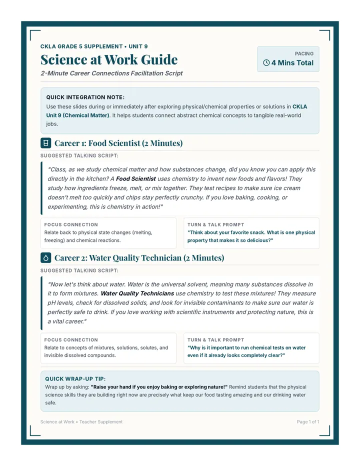 Science at Work Teacher Guide