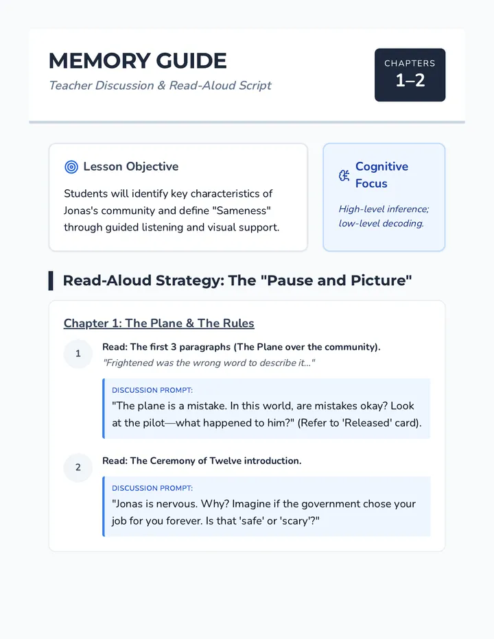 Memory Guide Teacher Resource