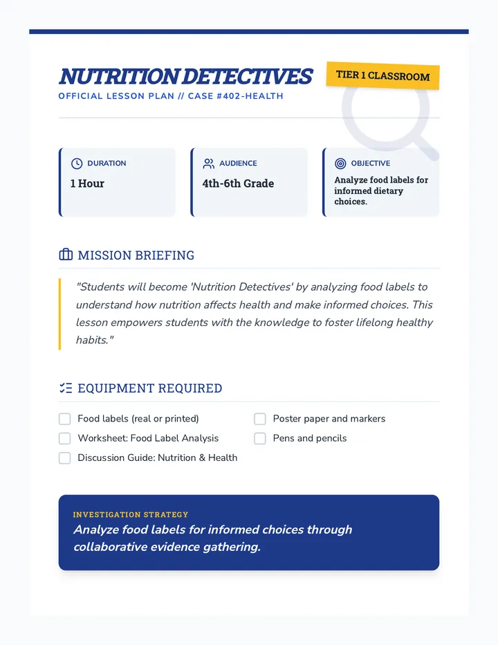 Nutrition Detectives Lesson Plan