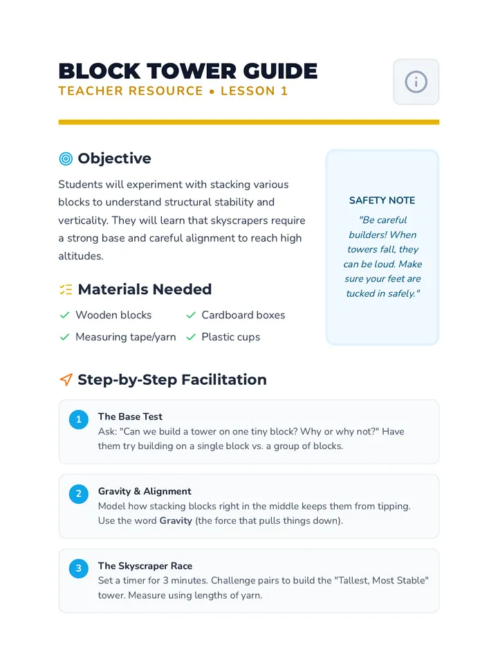 Block Tower Teacher Guide