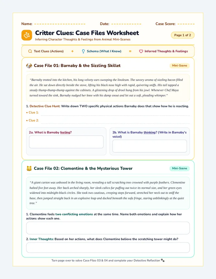 Critter Clues Worksheet