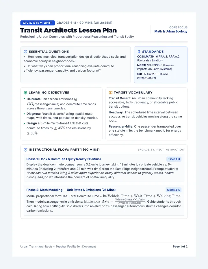 Transit Architects Lesson Plan