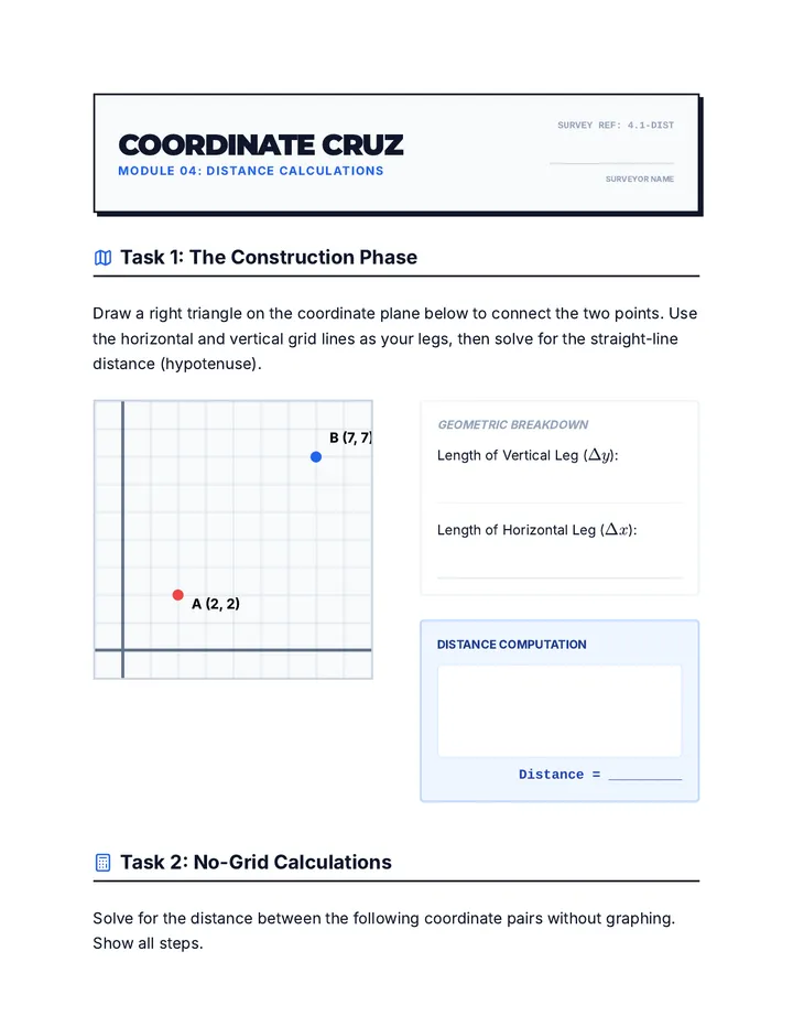 Coordinate Cruz Worksheet