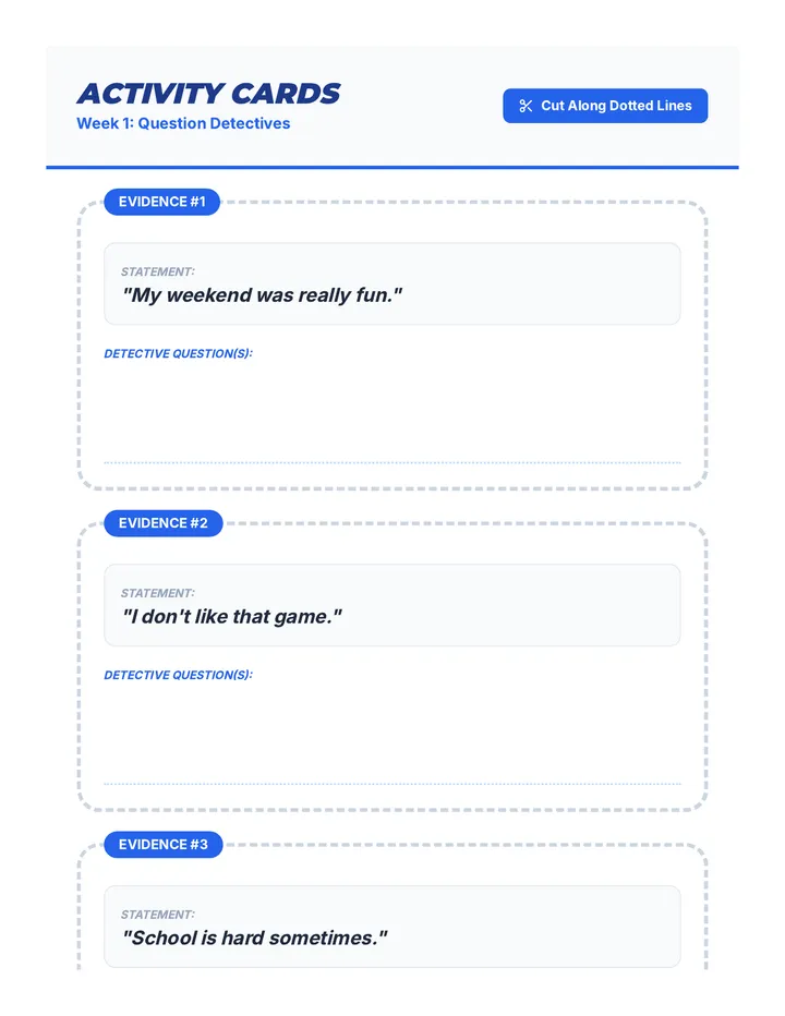 Clarifying Questions Activity Cards
