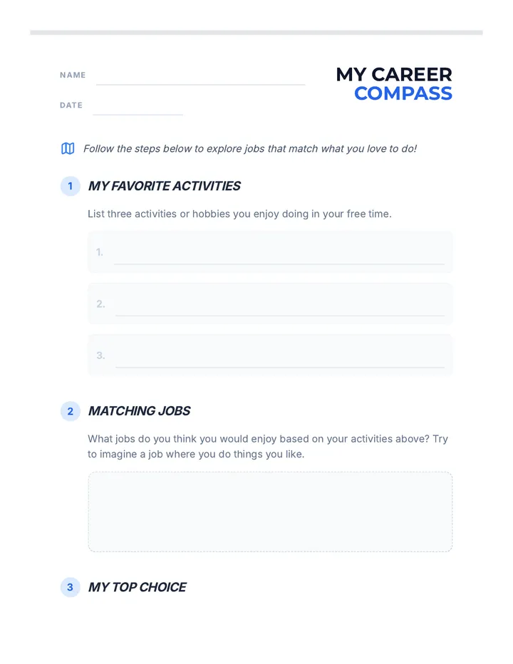 Career Matching Worksheet