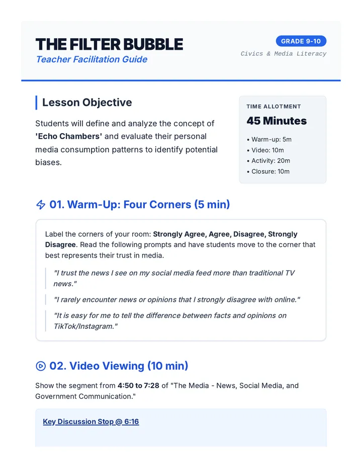 Filter Bubble Teacher Guide