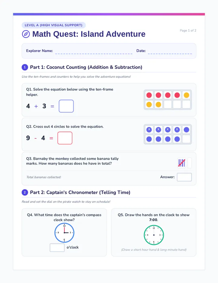 Math Quest Level A Quiz