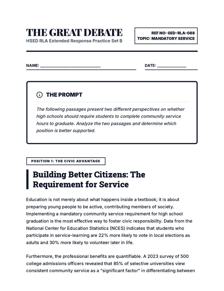 Service Debate Reading
