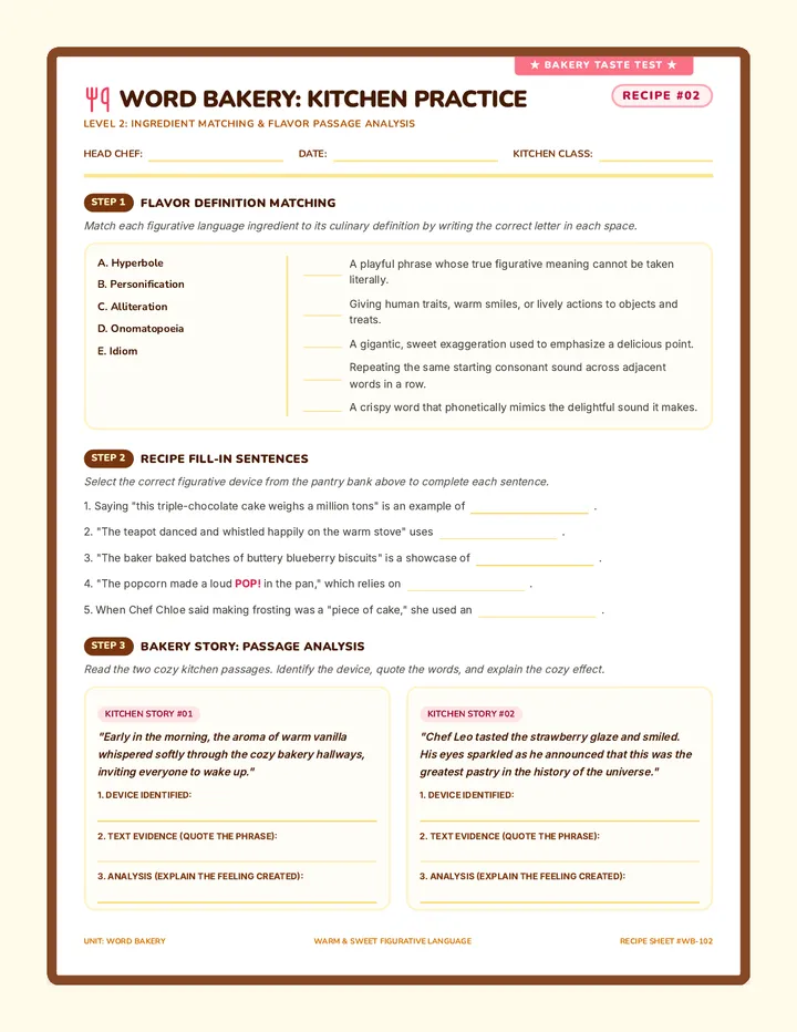 Word Bakery Practice Worksheet