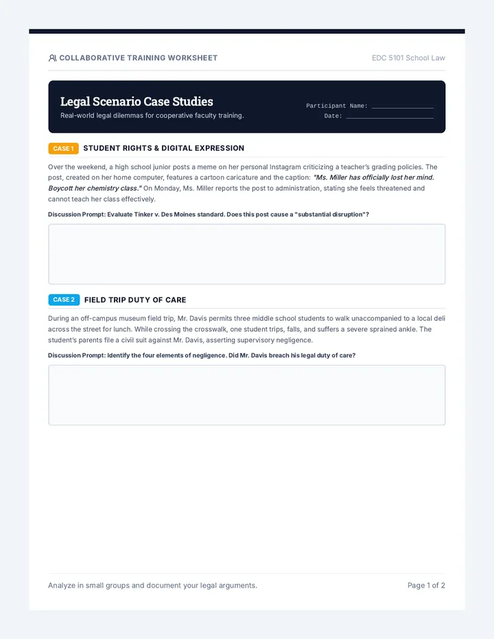 Legal Scenarios Handout