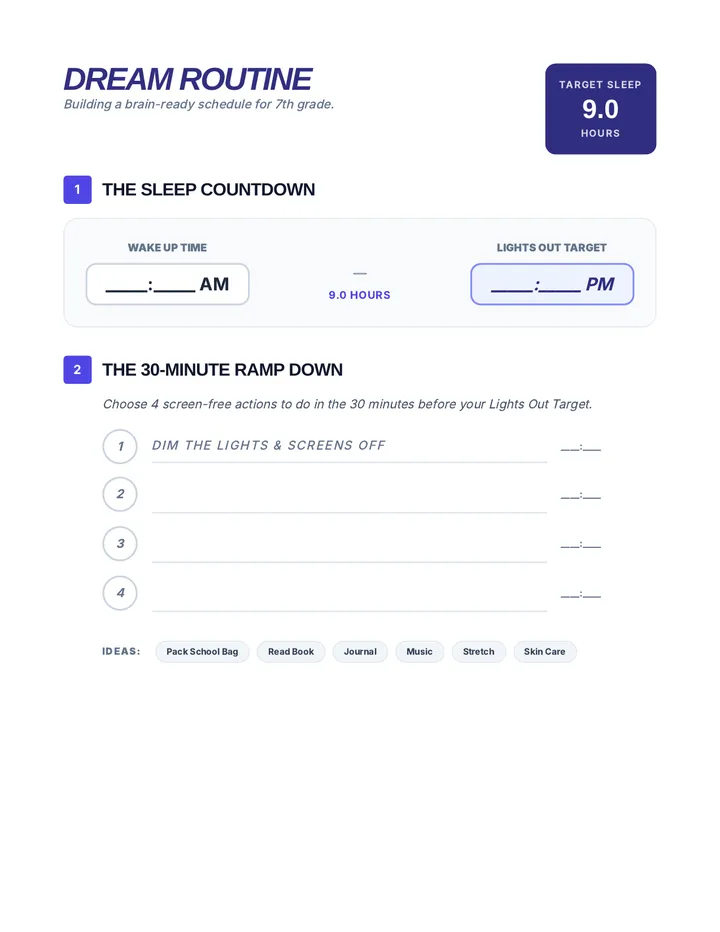 Dream Routine Worksheet