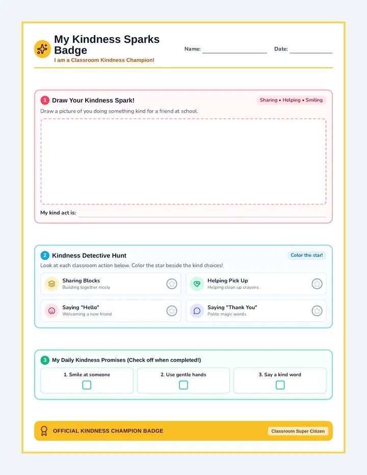 Kindness Sparks Activity Sheet