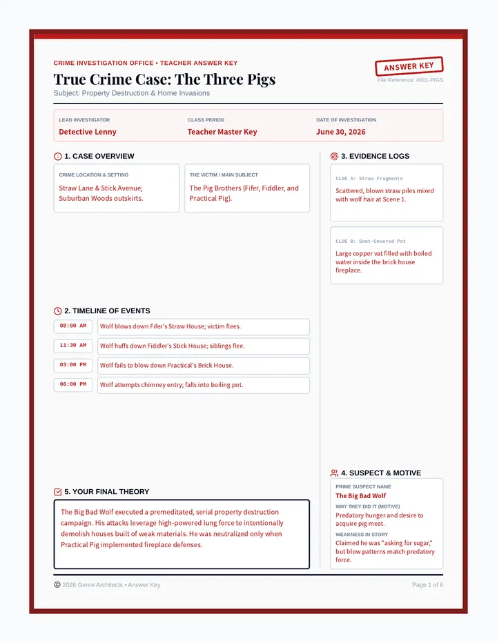 Fairytale Crime Answer Keys