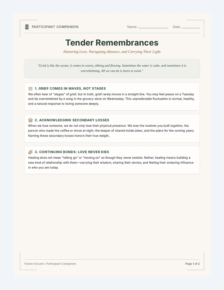 Tender Remembrances Participant Handbook