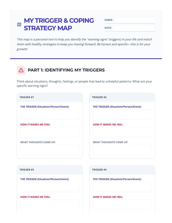 My Trigger & Coping Strategy Map Worksheet