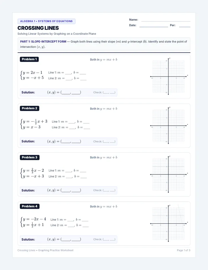 Crossing Lines Practice Worksheet