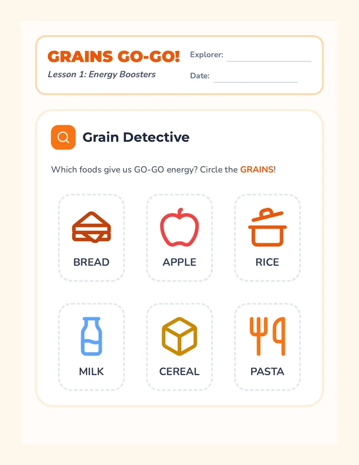 Grains Go-Go Activity