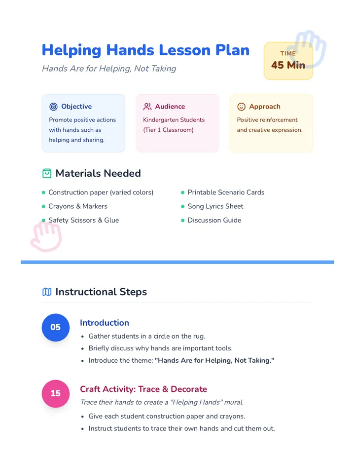 Helping Hands Lesson Plan