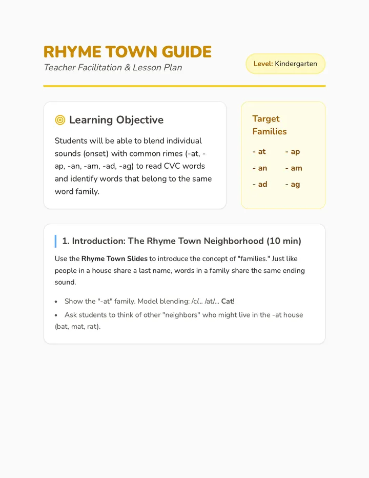 Rhyme Town Teacher Guide