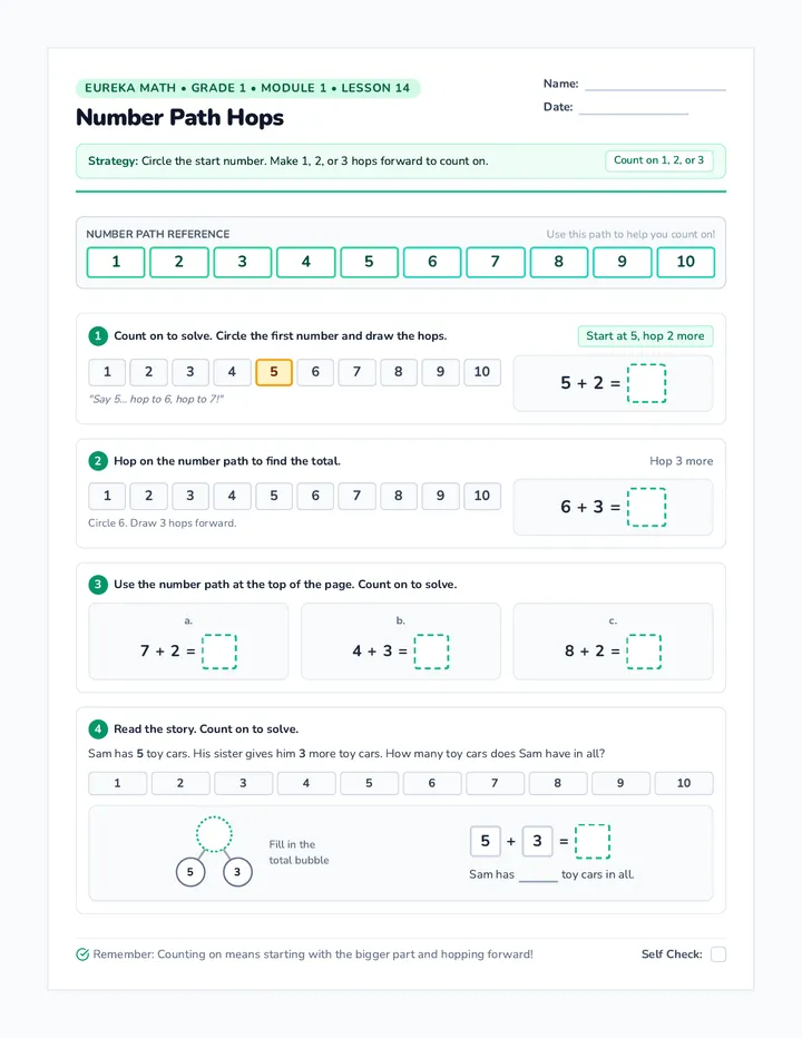 Path Hops Practice Worksheet