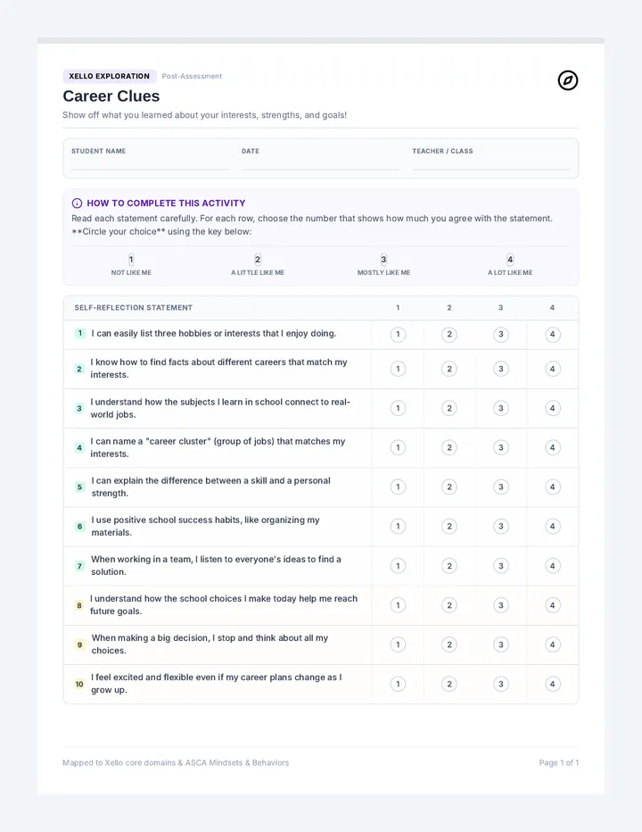 Career Clues Posttest