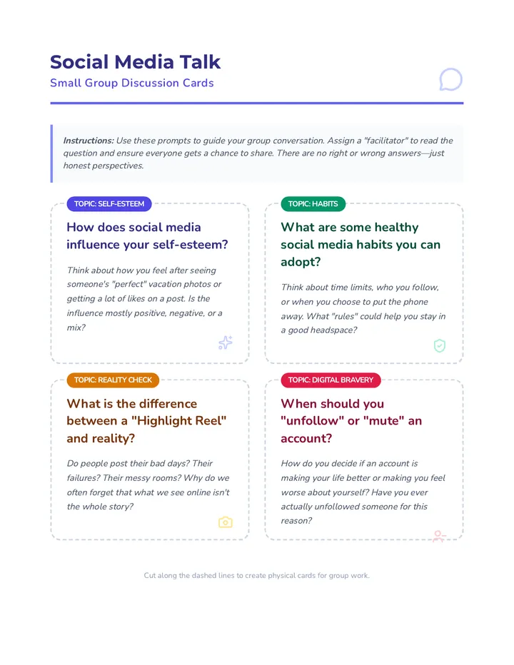 Social Media Discussion Cards