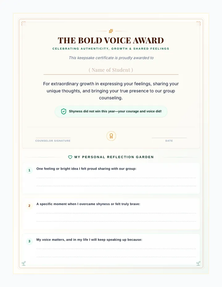 Heart and Voice Certificate