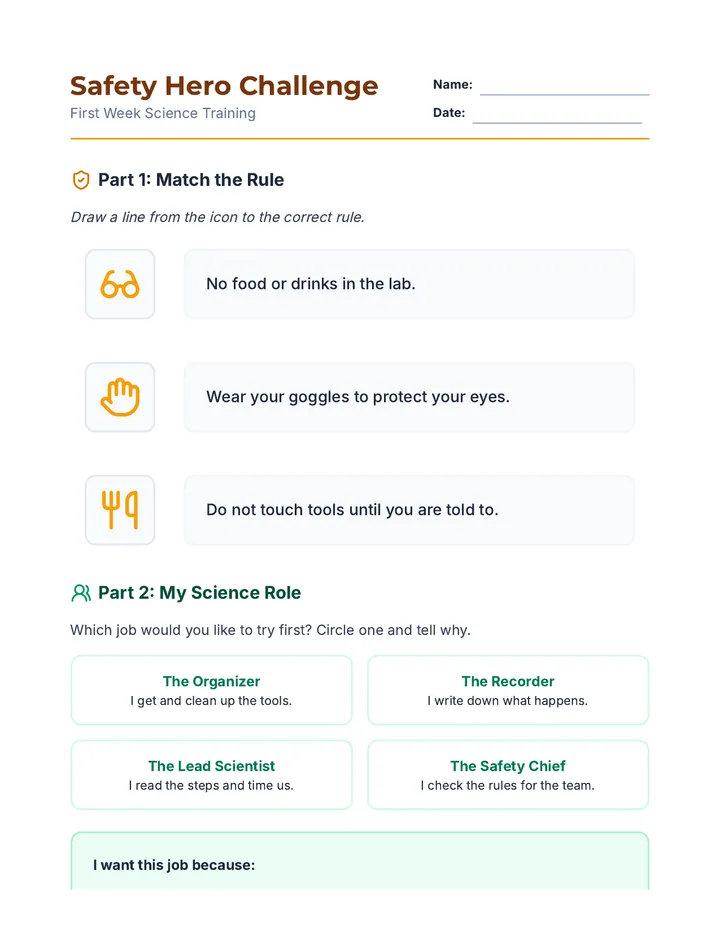 Safety Hero Worksheet