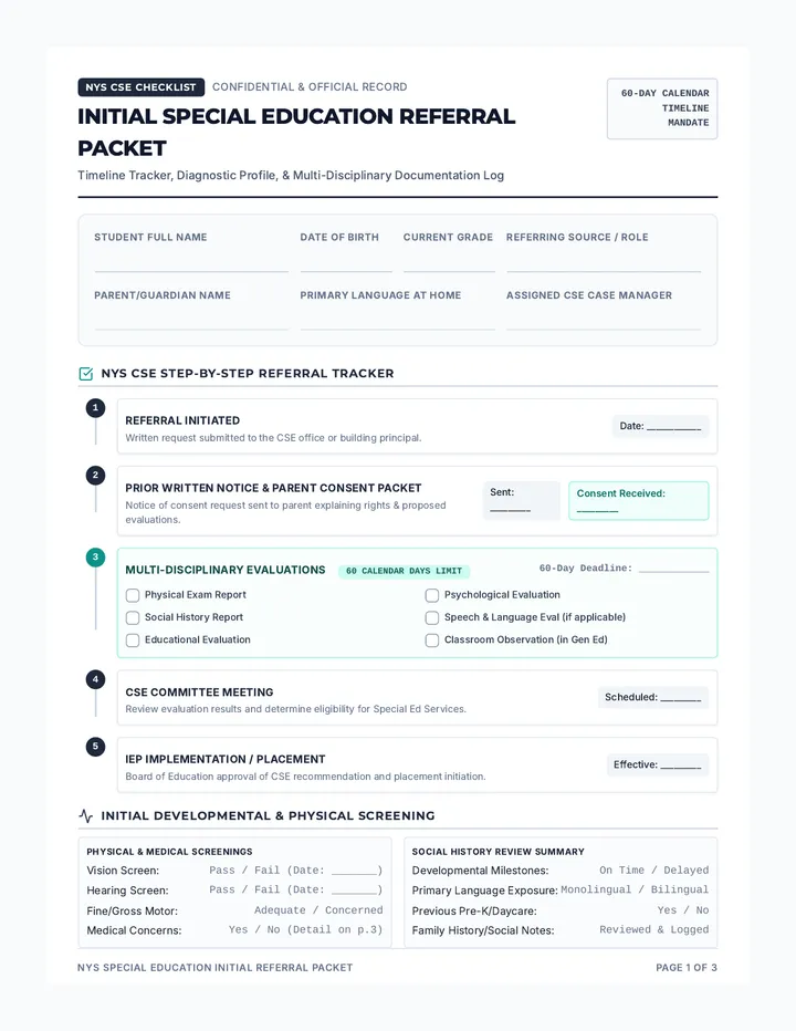 NYS Initial Referral Checklist