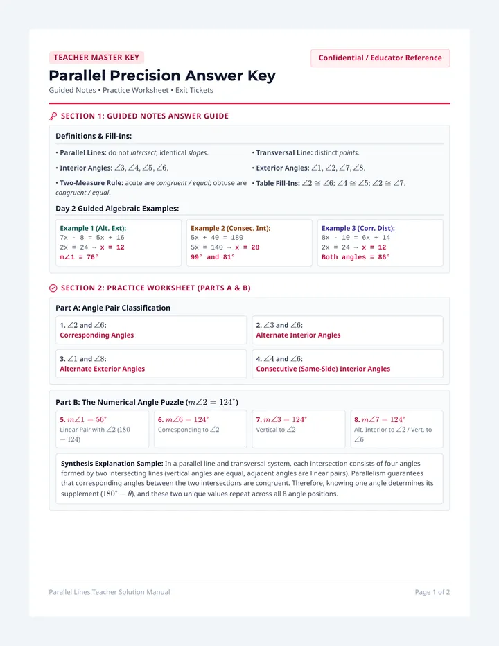 Parallel Precision Answer Key