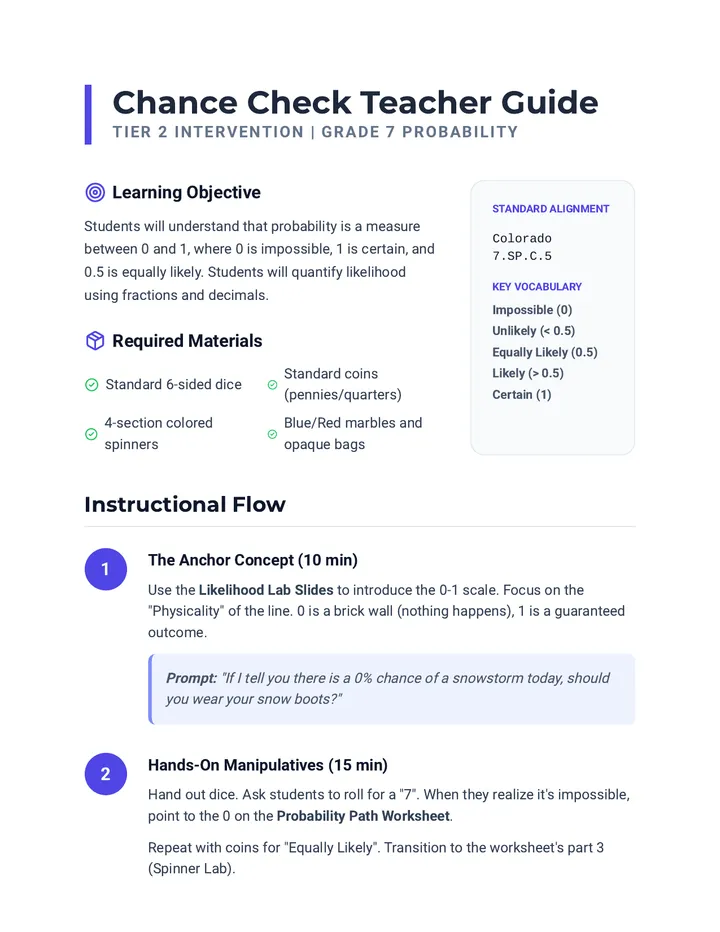 Chance Check Teacher Guide