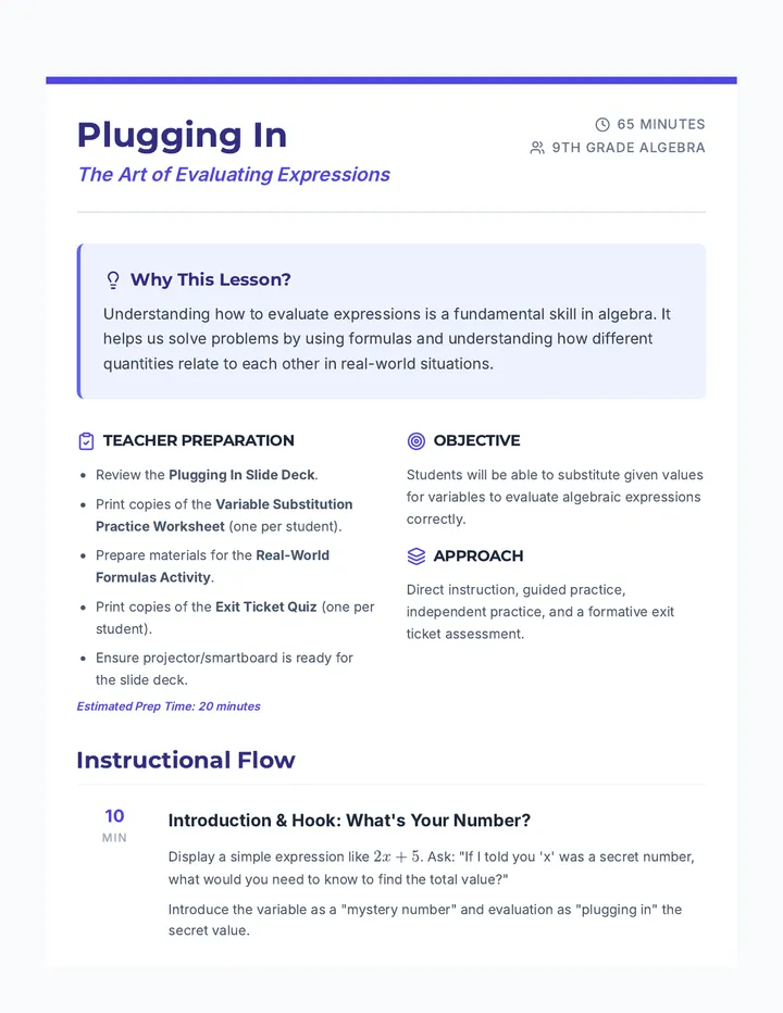 Plugging In Lesson Plan