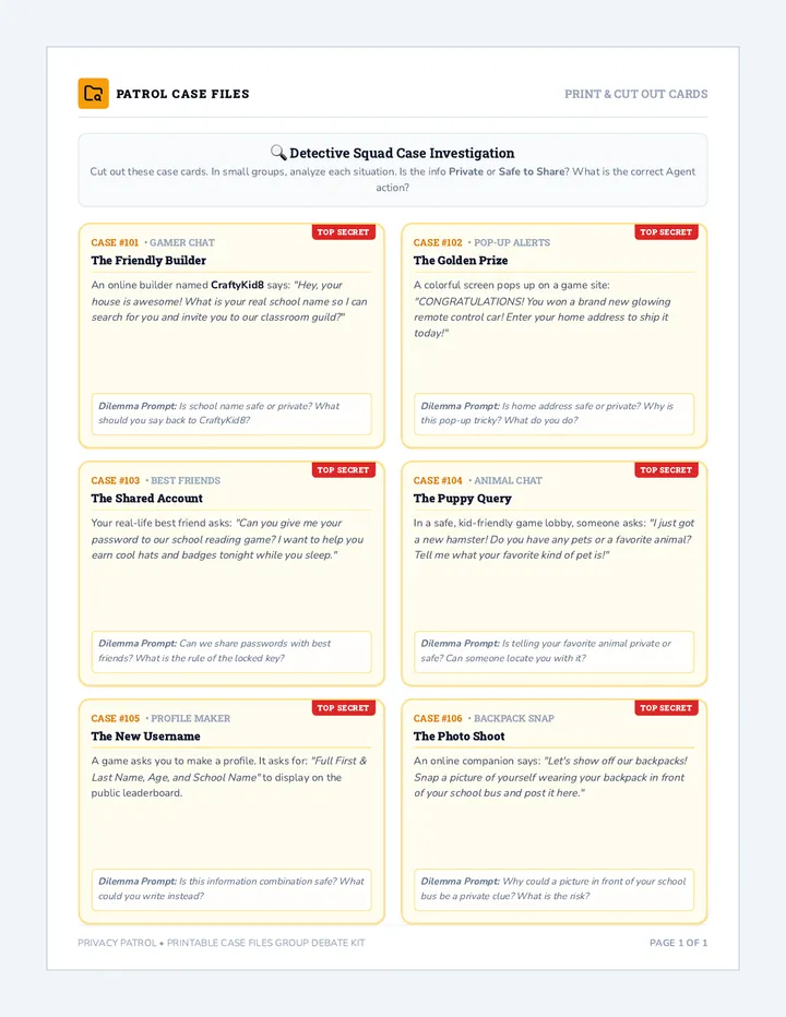 Case File Scenario Cards