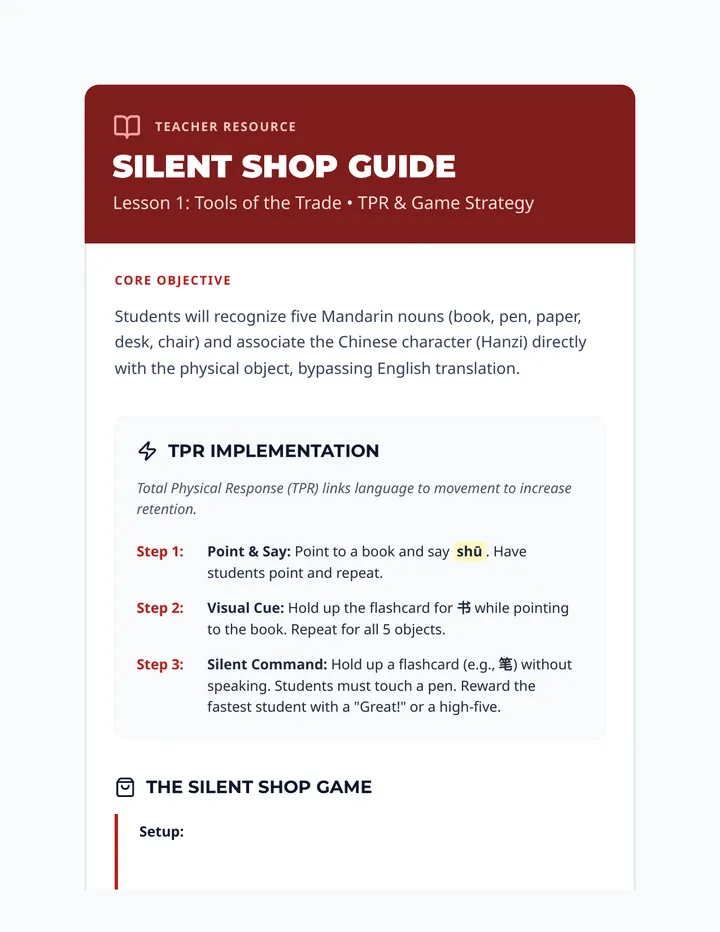 Silent Shop Teacher Guide