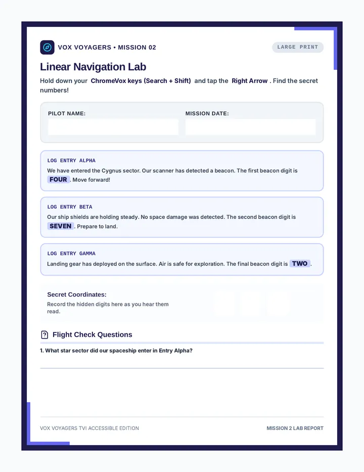 Linear Reading Practice Worksheet