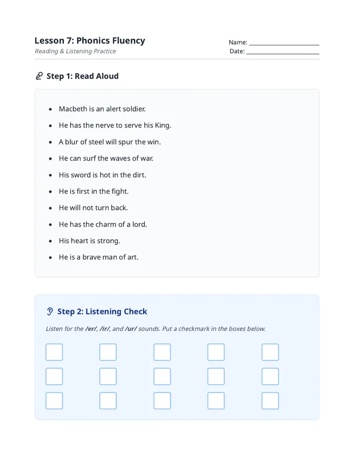 Fluency Practice Handout L7