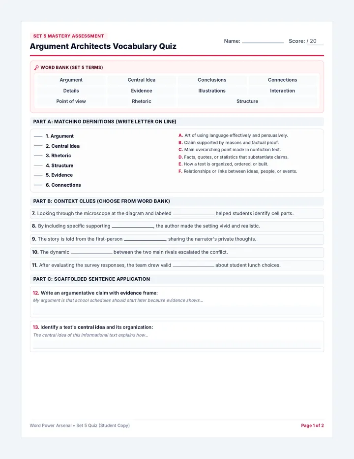 Argument Architects Mastery Quiz