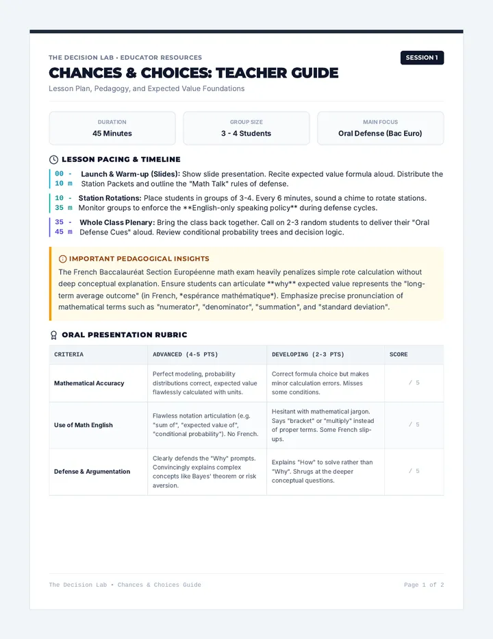 Chances Choices Teacher Guide