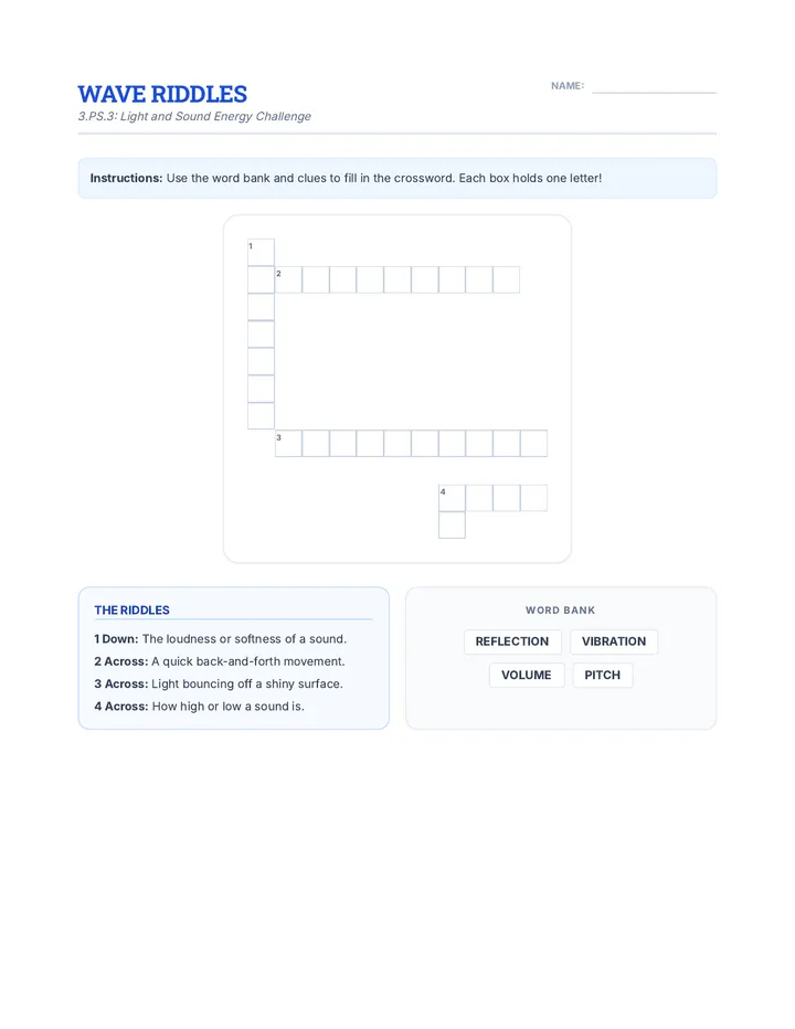 Wave Riddles Worksheet