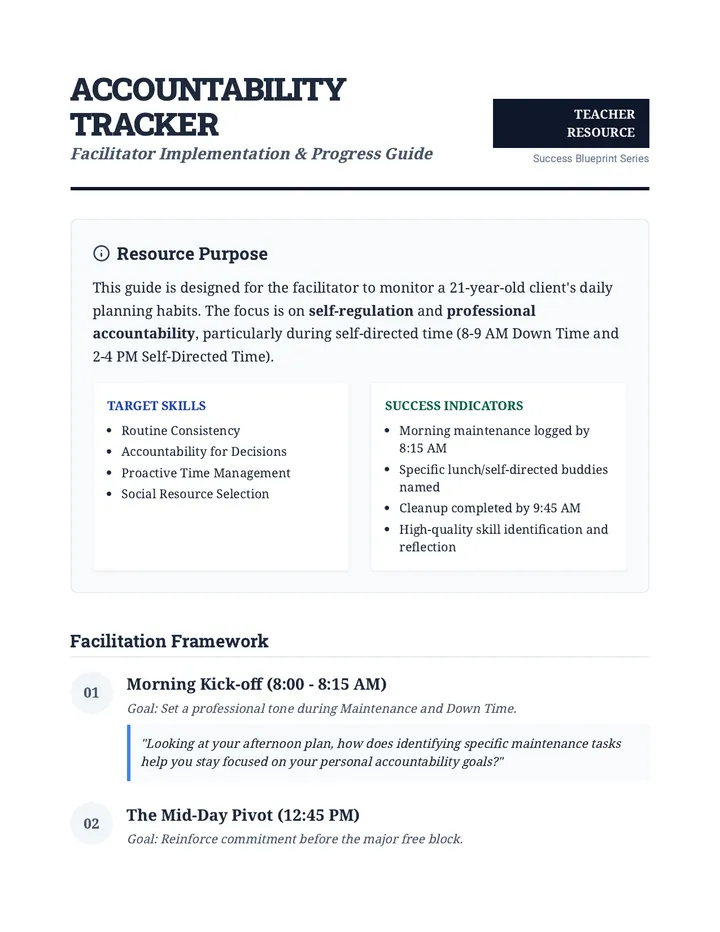 Accountability Tracker Teacher Guide Adult Version