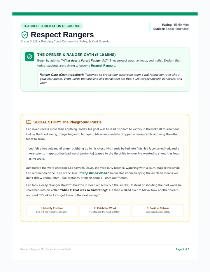 Respect Rangers Teacher Guide