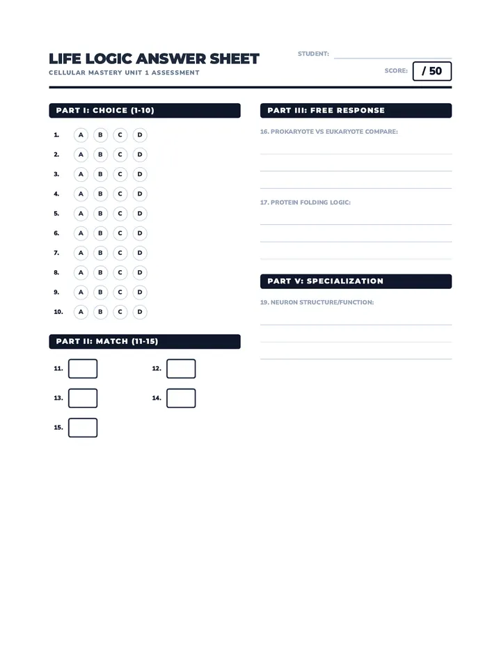 Life Logic Answer Sheet
