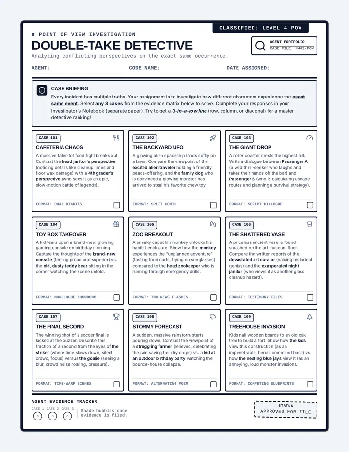 Double-Take Detective Choice Board
