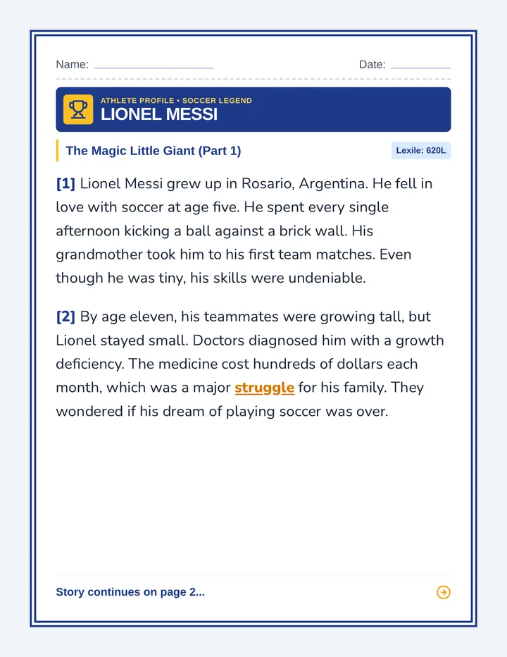 Messi Magic Worksheet