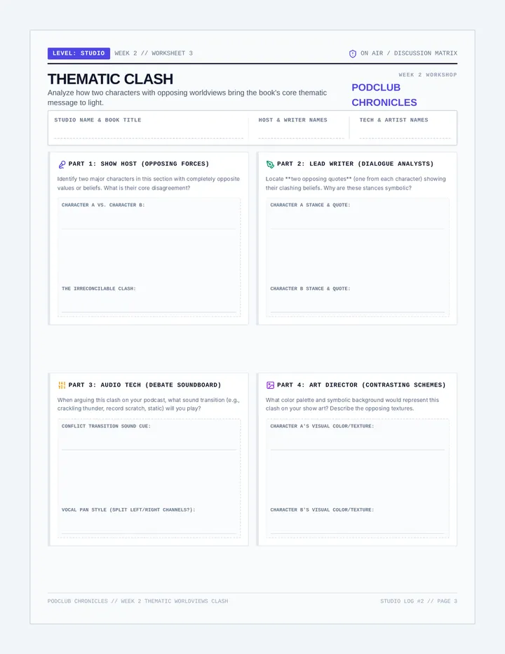 Thematic Clash Worksheet